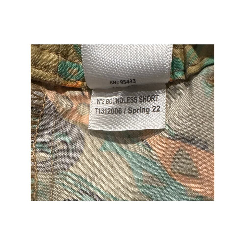 Toad&Co Women's Tan Shorts with Green and Orange Ocean Print - Picture 5 of 8